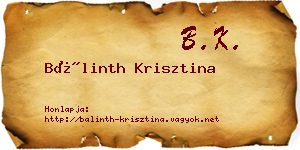 Bálinth Krisztina névjegykártya