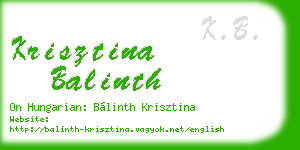 krisztina balinth business card