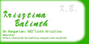 krisztina balinth business card